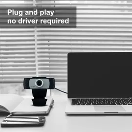 cadorabo Webcam 1080P in SCHWARZ Mit Mikrofon USB 2.0 Webkamera mit drehbarem Clip