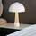 Nowa Tischlampe Pilz Holzoptik Nachttischlampe Tischleuchte Pilzdesign Schlafzimmerlampe, Metall Sandfarben, 1x E27, DxH 25 x 36,5