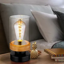 Tischleuchte Schreibtischlampe Beistelllampe Büroleuchte Touch dunkelbraun