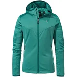 Schöffel Damen Fleece Hoody Svardalen L, schnell trocknende Fleecejacke mit Kapuze, funktionaler Outdoor Hoody, mit Reißverschluss-Taschen und elastischem Saum, teal, 38