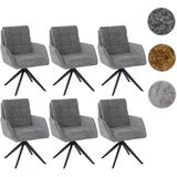 6er-Set Esszimmerstuhl HWC-Q36, Küchenstuhl drehbar Auto-Return, Stoff Chenille (680g/m2) Öko-Tex Metall MVG ~ grau