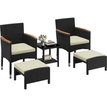 Yaheetech Rattan Set 5-tlg. Schwarz/Beige