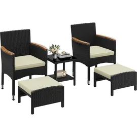 Yaheetech Rattan Set 5-tlg. Schwarz/Beige