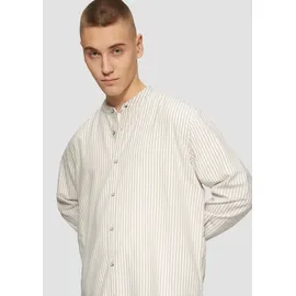 QS Regular Fit: Stehkragenhemd aus gestreiftem Oxford - beige|weiß - XL