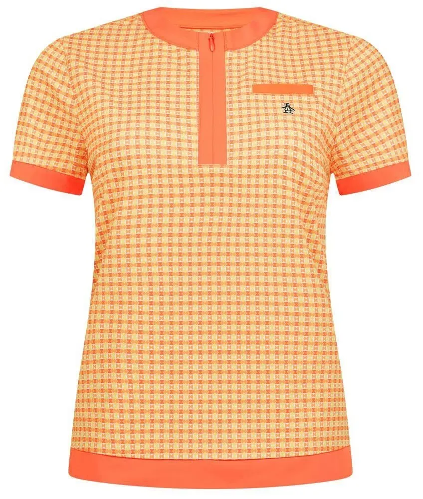 Penguin Pete’s Bowtie Print Damenpolo Orange - L