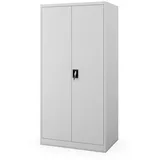 Jan Nowak Mehrzweckschrank Metall Schrank abschließbar 90 cm DAWID D600 3 Zonen Stahl (0,6 mm Wandmontage möglich PZH-zertifiziert 4 Farben) Putzschrank Kleiderstange Schloss 2 Schlüssel Tiefe 60 cm grau