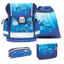 Belmil Classy Schulranzen-Set 4-teilig Dolphins mit Brustgurt Dolphins Schulranzen Set