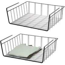 ELUNO Schrankkorb 2er Set inklusive Einlegeböden und Kratzschutz  -  onesize schwarz