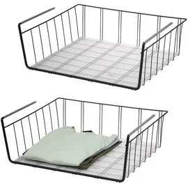 ELUNO Schrankkorb 2er Set inklusive Einlegeböden und Kratzschutz  -  onesize schwarz