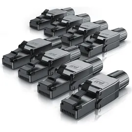 Primewire 8x Netzwerk-Adapter RJ-45 (Ethernet) zu Netzwerkkabel, Netzwerkstecker RJ45 CAT 8 - Gigabit Ethernet LAN Kabel - 40 Gbit/s, schwarz