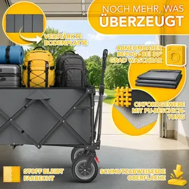 TRESKO Bollerwagen faltbar 300L mit Bremse Anthrazit