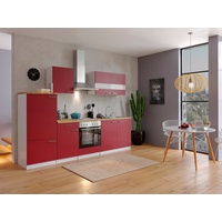 Respekta Küche Küchenzeile Leerblock Einbauküche Weiß Rot Malia 270 cm
