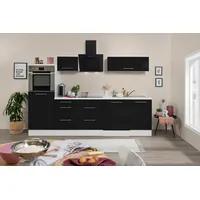 Respekta Küchenzeile Premium 280 cm Schwarz Hochglanz-Weiß