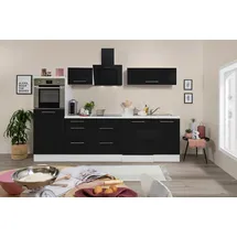 Respekta Küchenzeile Premium 280 cm Schwarz Hochglanz-Weiß
