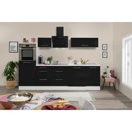 Respekta Küchenzeile Premium 280 cm Schwarz Hochglanz-Weiß