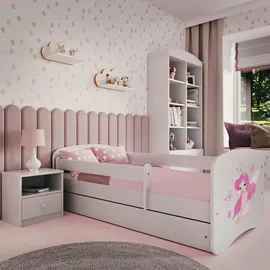 WFL GROUP Jugendbett Emily 70 x 140 cm Kiefer MDF weiß rosa