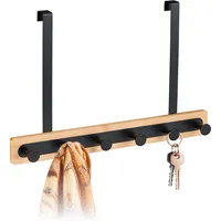 Relaxdays Türgarderobe, 6 Haken, Hakenleiste zum Einhängen, für 2