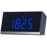 Infactory Dimmbare Funk-LED-Tischuhr, Wecker und Temperaturanzeige, schwarz/blau