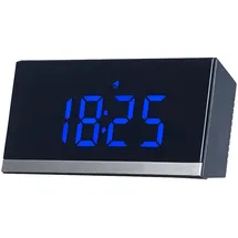 Infactory Dimmbare Funk-LED-Tischuhr, Wecker und Temperaturanzeige, schwarz/blau