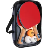 GEWO Rave Speed Tischtennisschläger Set - Kontrollierter Anfänger-Tischtennisschläger mit 3 Bällen - Komplettschläger mit ITTF-Belag, hohe Kontrolle und Geschwindigkeit, konkav, 2mm Dicker Schwamm