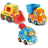 Vtech Tut Tut Baby Flitzer - 3er Set Baustellenfahrzeuge (Abschleppfahrz., Kipplaster, Bulldozer),
