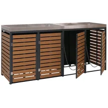 Mendler Mülltonnenverkleidung HWC-K14 124 x 265 x 84 cm teak-optik