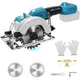 5" Mini Kreissäge,Bürstenlose Handkreissäge für Makita 18 V Akku, mit 2 Sägeblättern (125mm), Kupfermotor kann diagonal schneiden 9000RM/min Multifunktionssäge für Holzbearbeitung