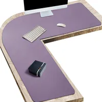 L-förmige Schreibtischunterlage aus Leder, großes Mauspad, Schreibtischunterlage, rutschfest, PU-Leder, Laptop-Schreibunterlage, wasserdicht, für Büro und Zuhause (lila,130 x 130 x 40cm)