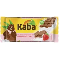 Kaba Vollmilchschokolade mit Erdbeercreme, gefüllte Schokoladentafel, 90g Tafel, zartschmelzende Schokolade mit fruhtiger Erdbeer-Creme mit original Kaba-Geschmack