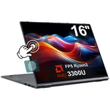 MENGHU 2-in-1 Laptop Tablet 16 Zoll Beleuchtete DE-Tastatur 16GB RAM Notebook (AMD FP5 Ryzen3 3300U, Radeon Vega 6, 16 GB, 512 GB SSD, 4-core CPU) grau