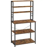 Songmics Vasagle Küchenregal 6 Ebenen und 6 Haken 40 cm x 80 cm x 167 cm Braun-Schwarz