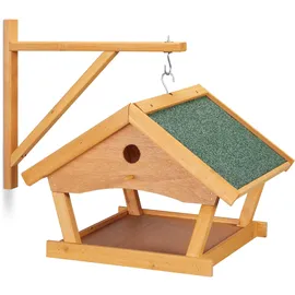 Relaxdays Vogelfutterhaus Wand Dunkelgrün,Hellbraun