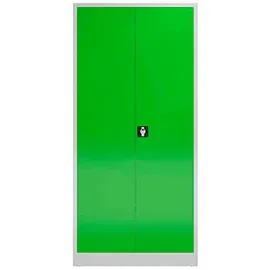 Classix Stahlschrank X-530345 lichtgrau, gelbgrün 92,0 x 42,0 x 194,5 cm, aufgebaut
