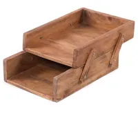 DESIGN DELIGHTS DOKUMENTENABLAGE Slide | Mahagoni Holz, 36 cm, zwei Fächer | Holzablage, Schreibtisch Organizer, Dokumentenkiste, Holzkiste, Büro Ablage