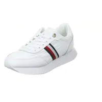 Tommy Hilfiger Essential Runner Global Stripes aus Leder, Weiß