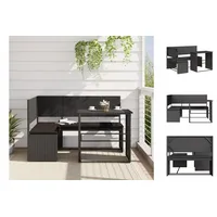 vidaXL Gartenbank Gartensofa in L-Form mit Tisch und Kissen Schwarz Polyrattan schwarz