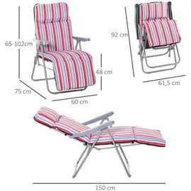 Outsunny Liegestuhl-Set mit Kissen Klappbar Verstellbar Rot