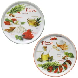 Mambocat 2er Set Pizzateller Napoli Pizzafoods grün & rot 33cm Ø 04018#ZP1 + 04018#ZP2