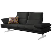 2-Sitzer W.SCHILLIG "broadway, Designsofa mit tollem Sitzkomfort", grau (graphit z59), B:216cm H:94cm T:96cm, Longlife Xtra-Leder Z59: Glattleder mit modischer Prägung. Hautstärke 0, 9 - 1, 1 mm, Sofas, Sitztiefenverstellung, Kopfteil- & Seitenteilverstellung, Breite 216cm
