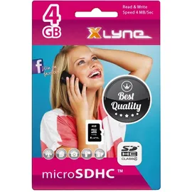 xlyne micro-SDHC-Speicherkarte mit Adapter │ 4 GB │ Class 4 │ microSD-Karte, Flash Memory, Secure Digital