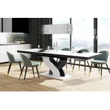Design Esstisch Tisch HEB-111 Hochglanz ausziehbar 160 bis 256 cm - Weiß