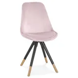 KADIMA DESIGN Designerstuhl aus Holz mit Samtbezug | Retro Stil der 50er Jahre in Rosa | Gr.: onesize