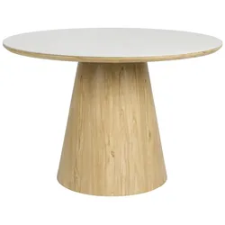 Esstisch Tisch ALMIRA rund Ø 115 cm Eiche Furnier Platte Marmoroptik