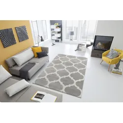 Teppich HOME AFFAIRE "Fenris" Gr. 1, grau, B:60cm H:12mm L:90cm, Kunstfaser, Teppiche, Konturenschnitt, 3D-Design, flacher Teppich, Kurzflor, weich, elegant