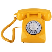 Hakeeta Festnetztelefon, Vintage Retro Wählscheibe Desktop Festnetztelefon (Rot, Gelb).(Gelb)