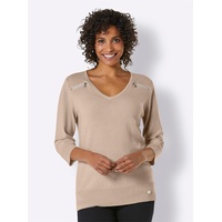 Wollpullover CREATION L PREMIUM "Kaschmir-Merino-Pullover" Gr. 40, beige (elfenbein) Damen Pullover