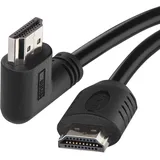 EMOS High Speed HDMI 2.0 Kabel mit Ethernet 3 m, 18 Gbit/s Hochgeschwindigkeitskabel mit Ultra HD, 4K, 3D, ARC Unterstützung, 90° Winkelstecker auf A-Stecker schwarz