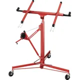 Wiltec XXL Plattenheber bis max. 68 kg Höhe 140-350 cm max. Breite 2,90 m Trockenbau Montagehilfe 1-Mann-Bedienung 3 Räder mit Feststellbremse Rot