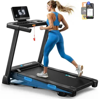 Merach – Klappbares elektrisches Laufband – bis 12 km/h, leiser Motor, LED-Anzeige, APP & Tablet-Halter, bis 136 kg,