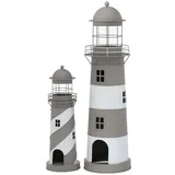 Boltze Laterne Amrum 2er Set Metall H 48-75 cm Ø 16-22 cm Grau/Weiß